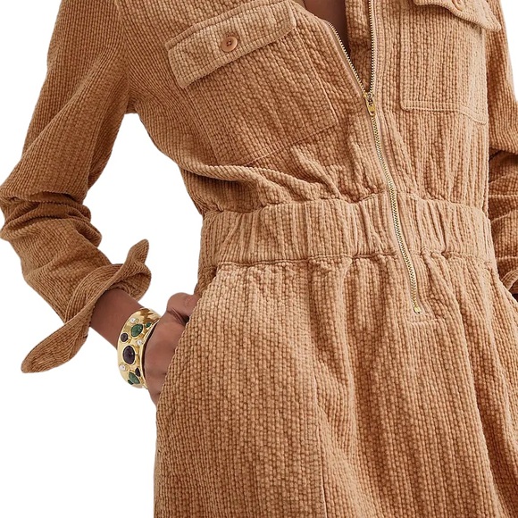 J.Crew brown corduroy zip front dress with pockets size 14 NWT - Picture 2 of 4